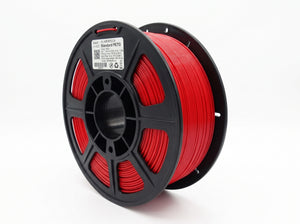 Standard PETG Red 1.75mm filament on a plastic spool